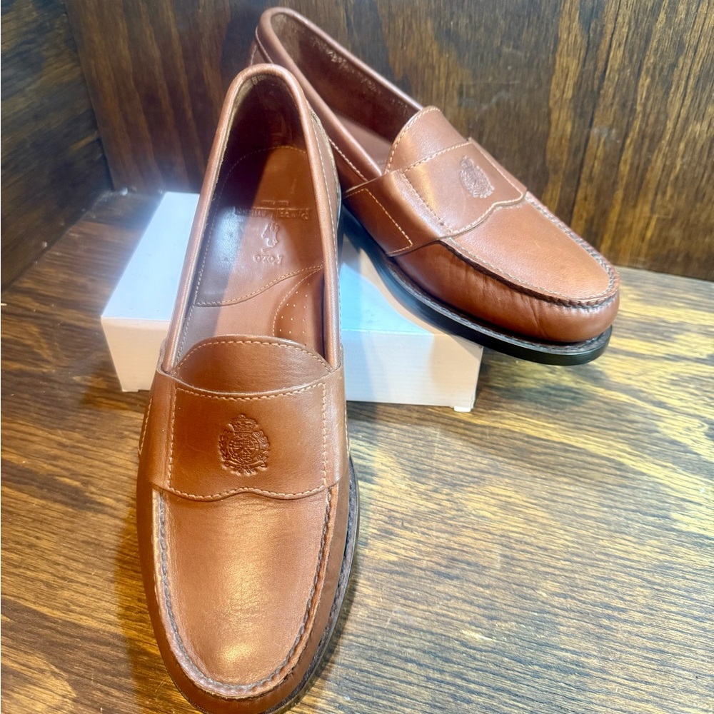 Vintage Polo Ralph Lauren Loafers Size     12D Men’s Shield Stamp Tan Leather